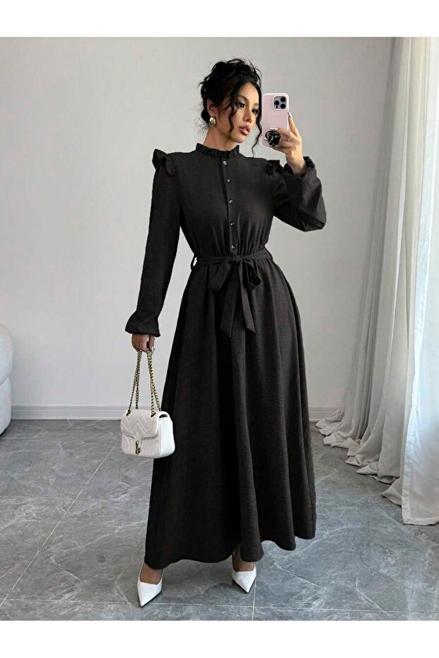 Rochie lungă neagră Olga - M - 1