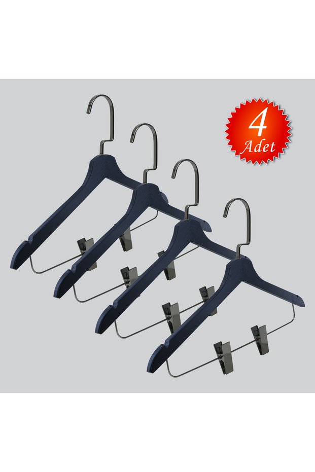 Wooden (Black Nickel Hook) Latch Shirt and Skirt Hanger Black Color 4 Pieces