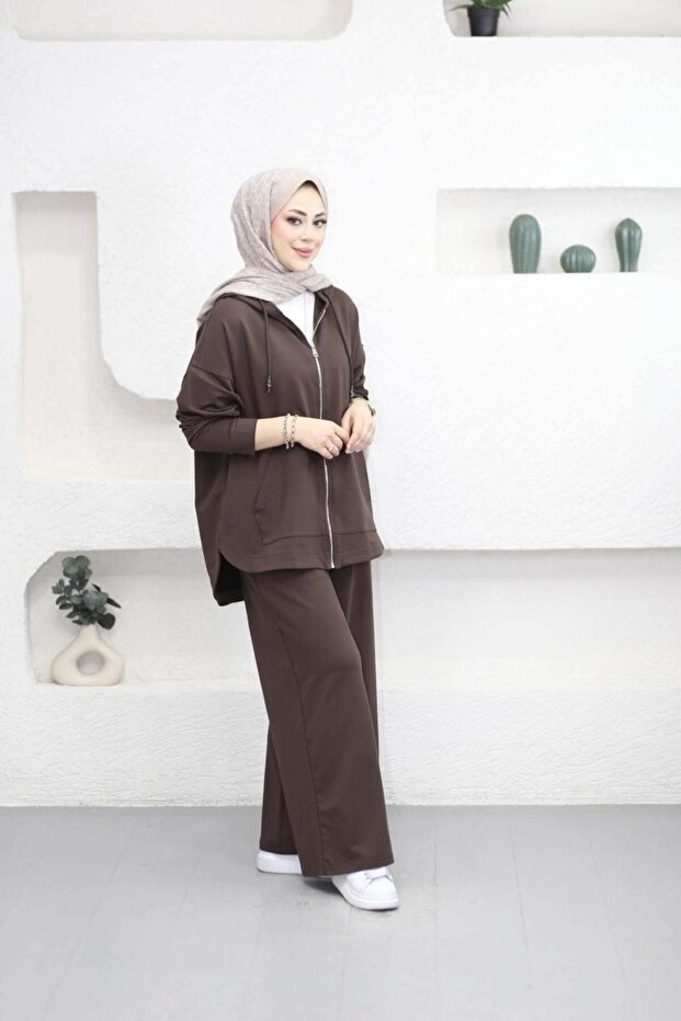9290 - Stylish and Comfortable 2-Yarn Hooded Casual Women's Set