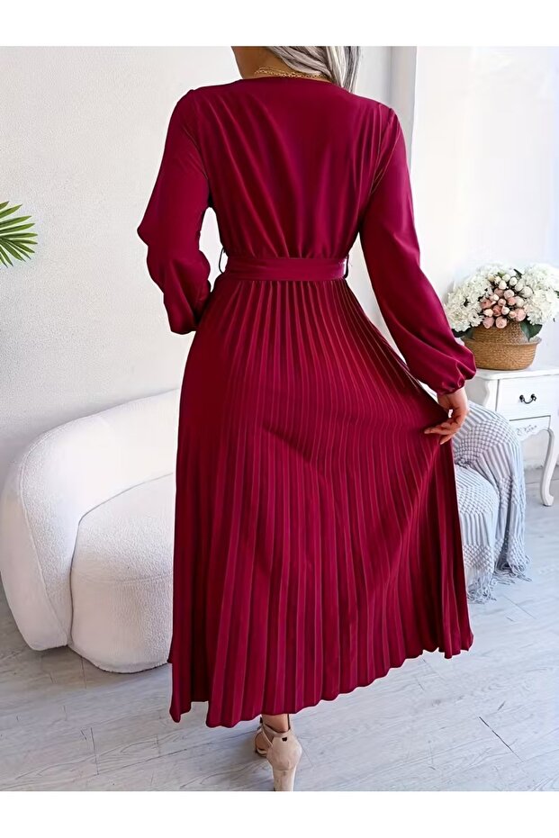 Rochie midi plisată Farine Grena - M - 2