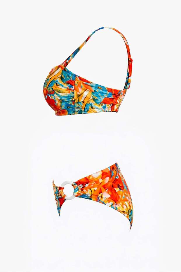 One Shoulder Ring Bikini Set - 5