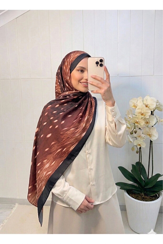 Bambi Ceylan Patterned Cotton Soft Women's Shawl Trend Fashion