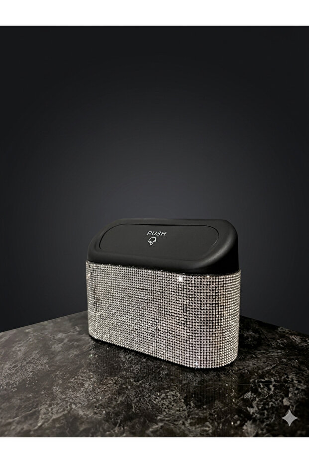 Luxury Stoned In-Car Mini Trash Can Silver