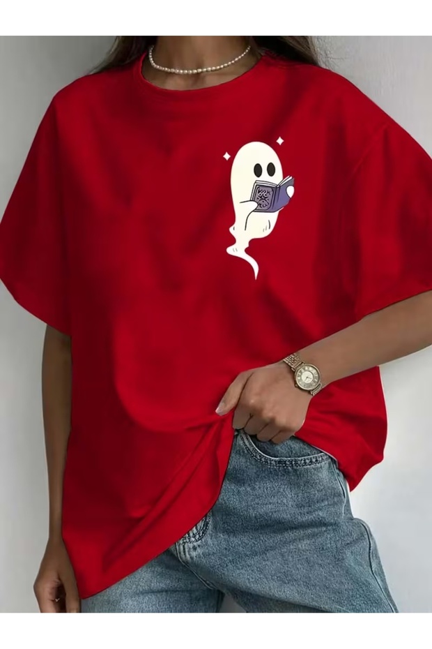 Women's Cute Ghost Printed Oversize T-Shirt