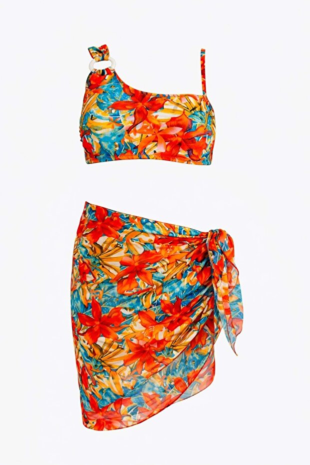 One Shoulder Ring Bikini Set - 4