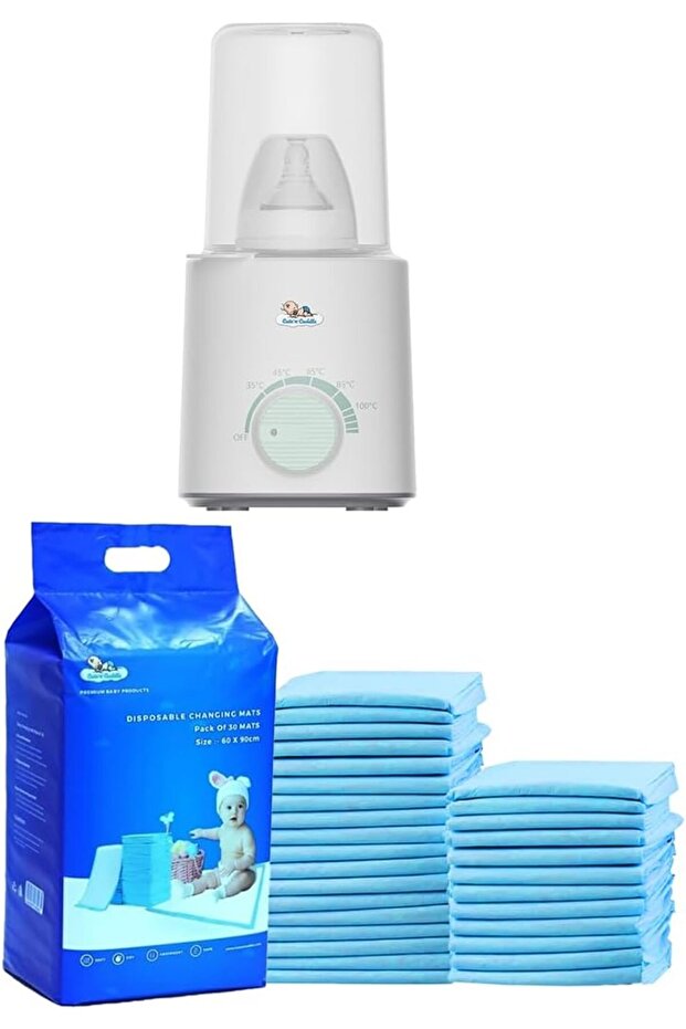 Electric Portable Milk Warmer + Disposable Baby Changing Mats 60x90cm (180 Pack, Blue)