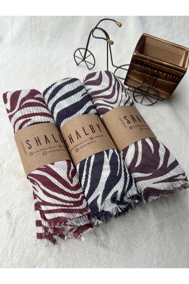 Hijab Patterned Wrinkled Shawl (Set of 3)