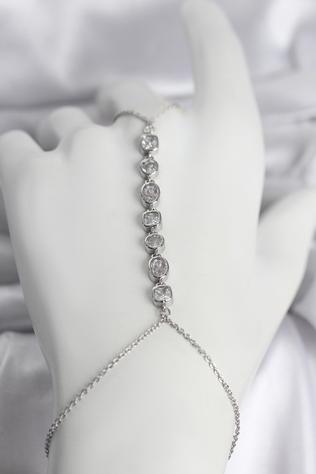 Brass Silver Color Row of Zircon Stones Women's Shahmeran -