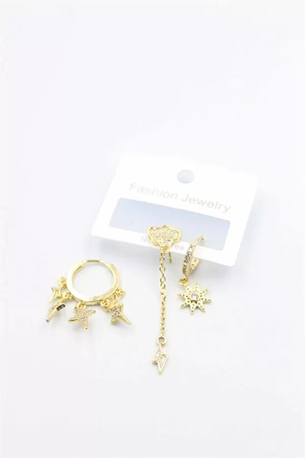3-Piece Cloud Earrings - Gold