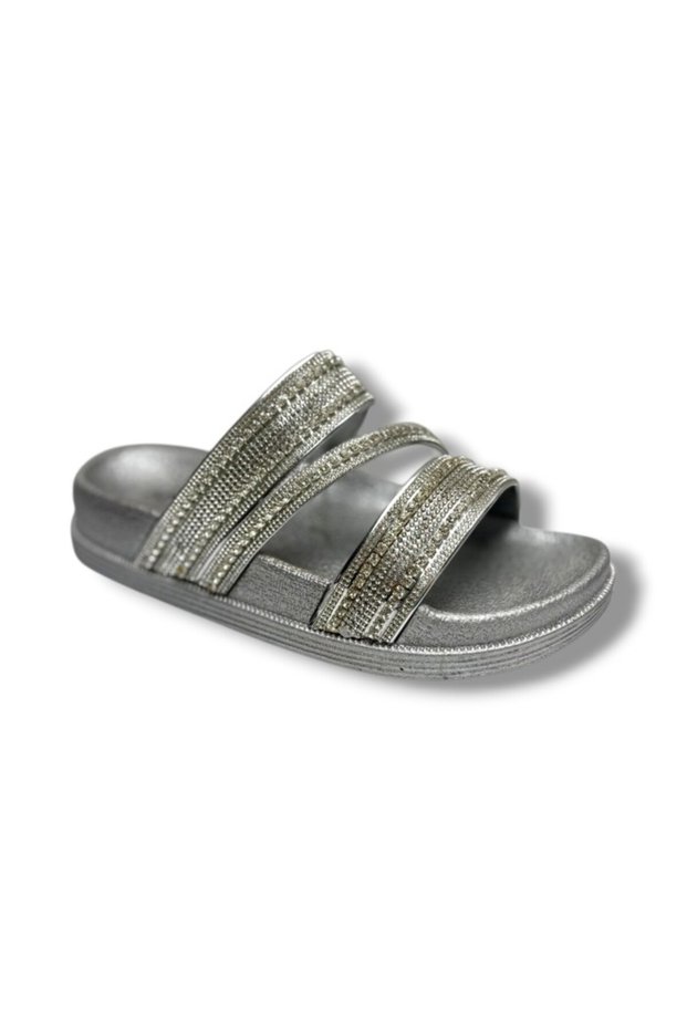 İnci 805-26 Silvery Stoned Ultra Soft Anatomical Women's Slippers