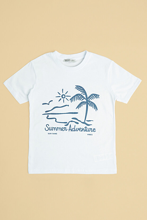 تي شيرت صيفي مطبوع عليه Summer Adventure للأولاد