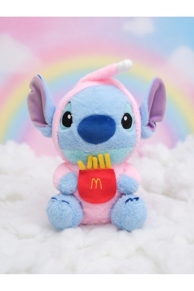 Pink Hooded Stitch Plush Toy 30cm Stich Imported Furry Plush Bear Sleeping Companion