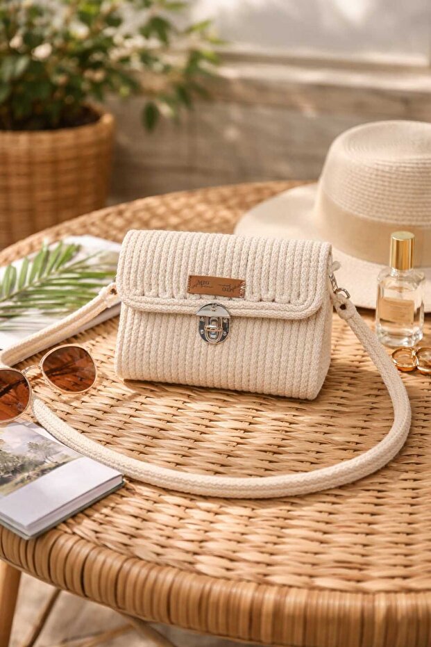 Nergis Model Shoulder Bag Stylish Use Made from Cord Rope Handmade