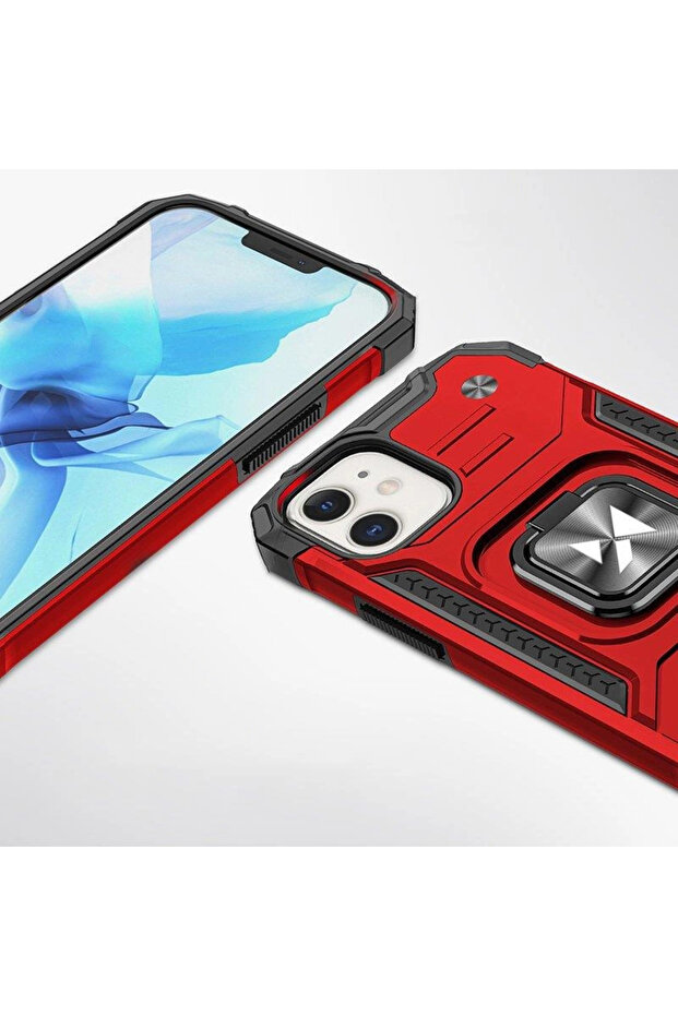 Ring Armor Hülle für iPhone 14 Plus gepanzerte Hülle magnetischer Haltering rot - 2