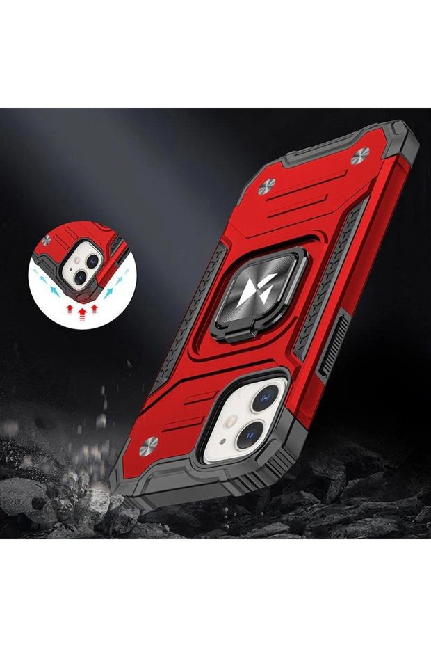 Ring Armor Hülle für iPhone 14 Plus gepanzerte Hülle magnetischer Haltering rot - 7