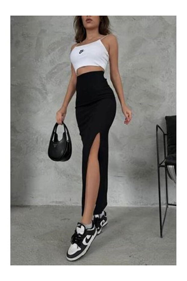 Women's Front Deep Slit Diving Skirt Lycra 92 cm Maxi Length