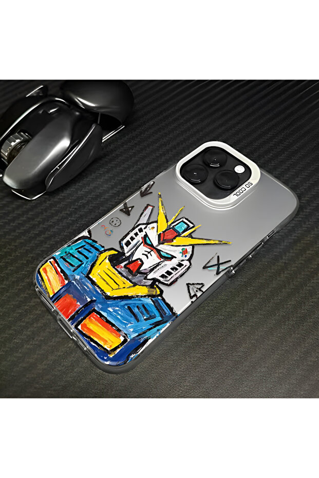 iPhone 16 Compatible Stylish Male-Type Robot Pattern Protective Case - 5