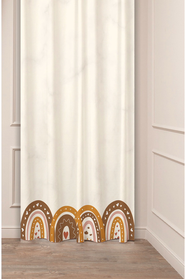 Rainbow Drop Patterned, Specially Designed, Digitally Printed, Stylish Modern Children's Room Background Curtain