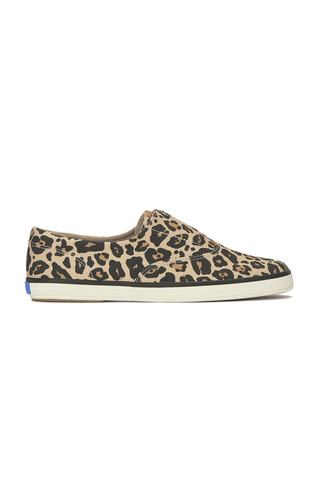Women's Champion Canvas Slip-On Sneaker is all-Over Print, Vulcanized Casual Shoe Tan