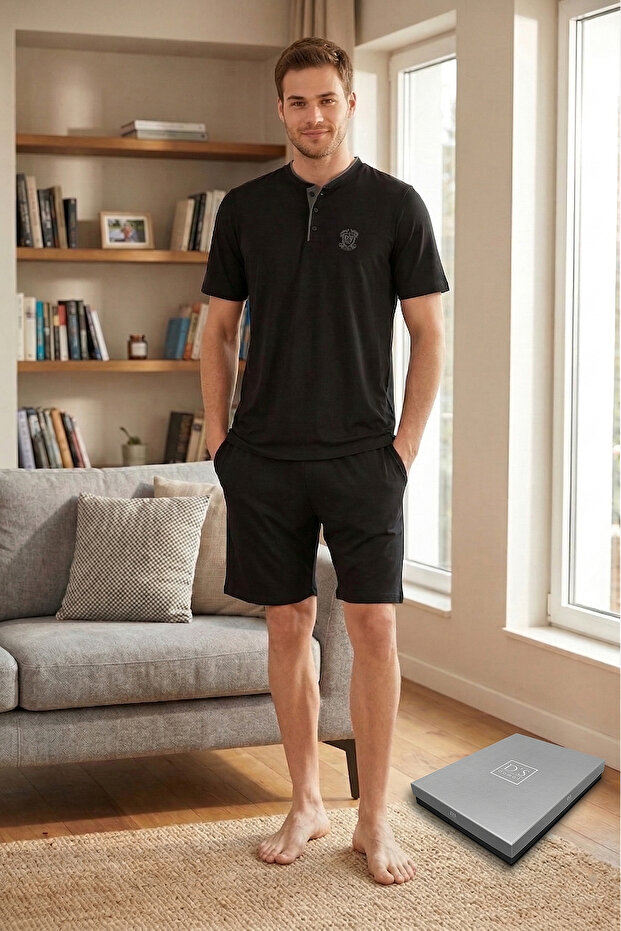 D’S Damat Çeyizlik Premium Modal Shorts Set Boxer Athlete Boxed Set | 3-Piece Socks Gift Set Black