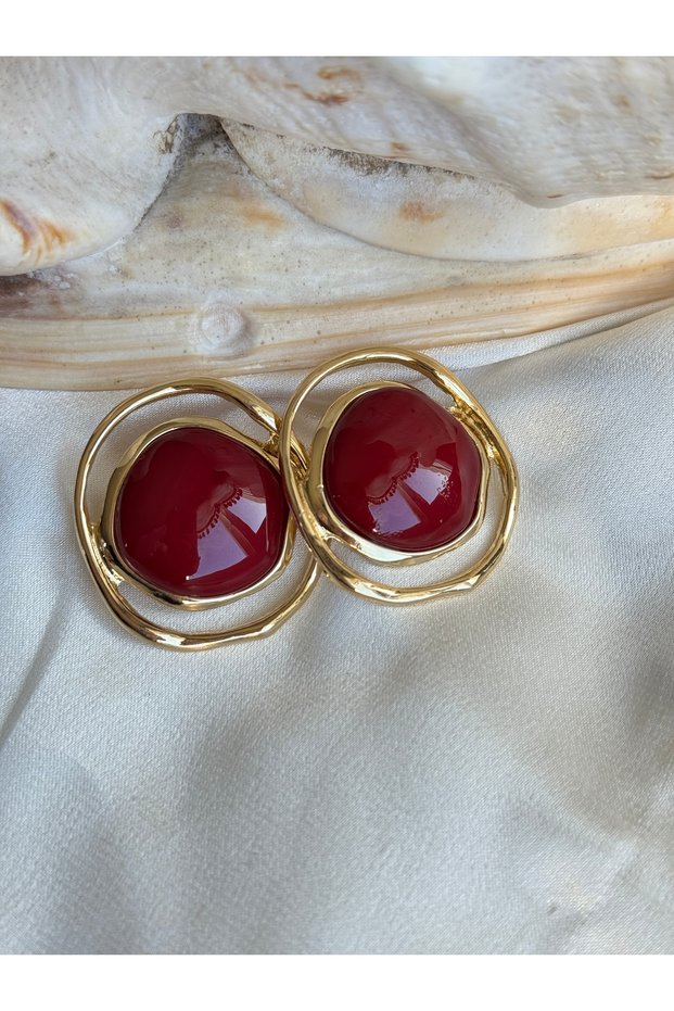 Gold Boho Model Earrings with Natural Stones