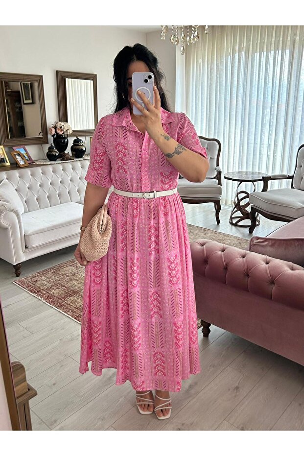 فستان ماكسي بتصميم ياقة قميصية