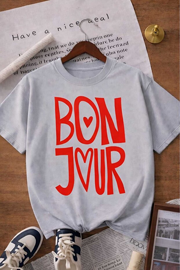 Bonjour Printed Unisex Children's T-Shirt 6Gh6