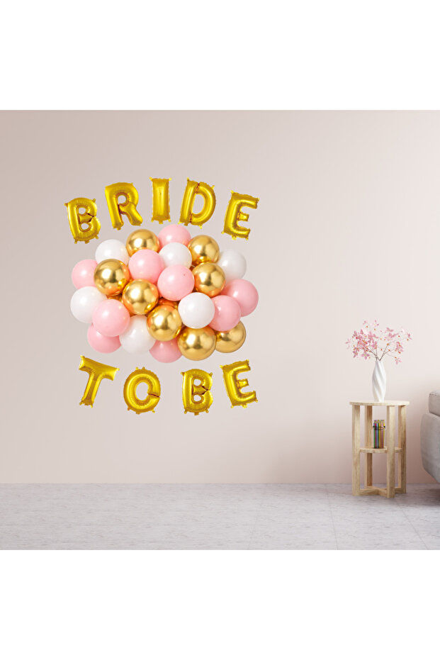 Pink Gold White Balloons with Gold Foil Letters Bride to Be Decoration