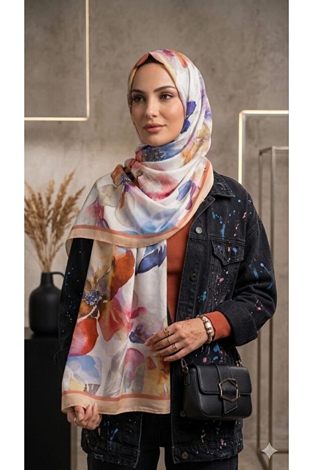 Patterned cotton shawl - 1