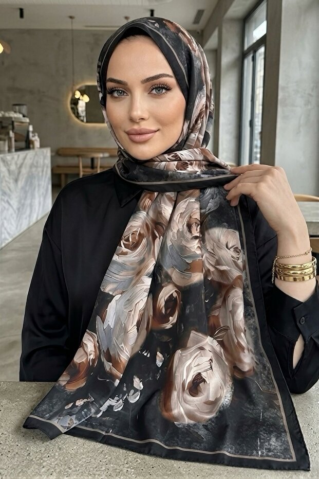 Black Patterned Soft Shawl
