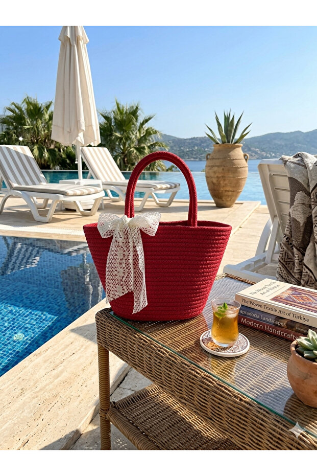 Midi Size Lace Bohemian Daily Holiday Straw Beach Bag