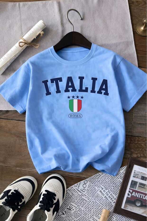 Italia Printed Unisex Children's T-Shirt 8Gh5