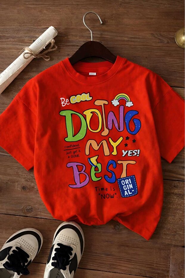 Doing My Best Printed Unisex Children's T-Shirt 8Gh6