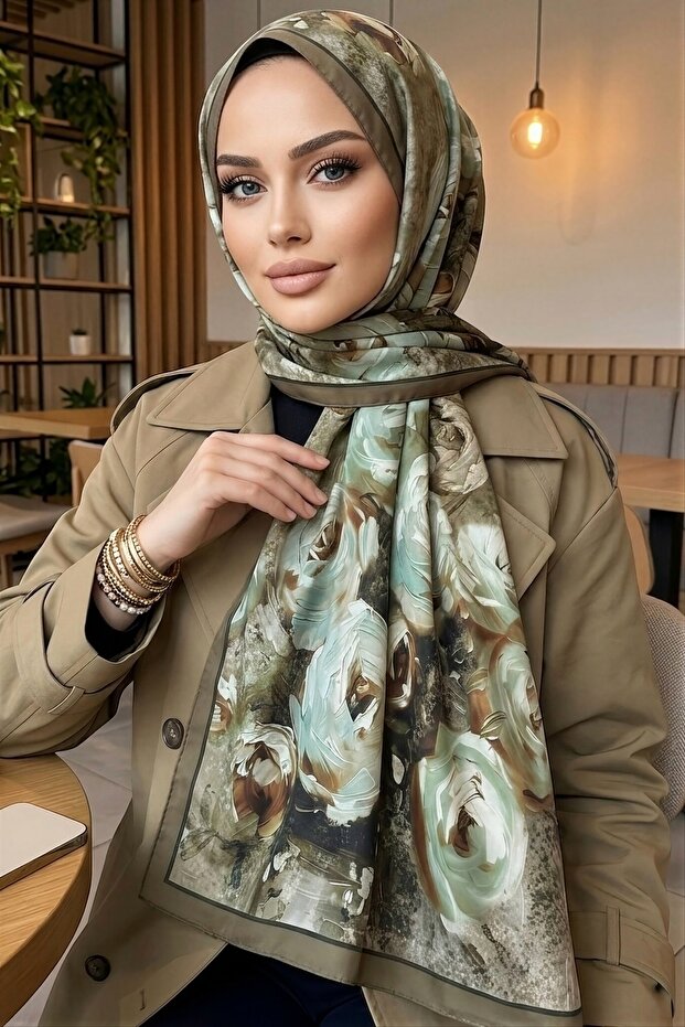 Khaki Patterned Soft Shawl