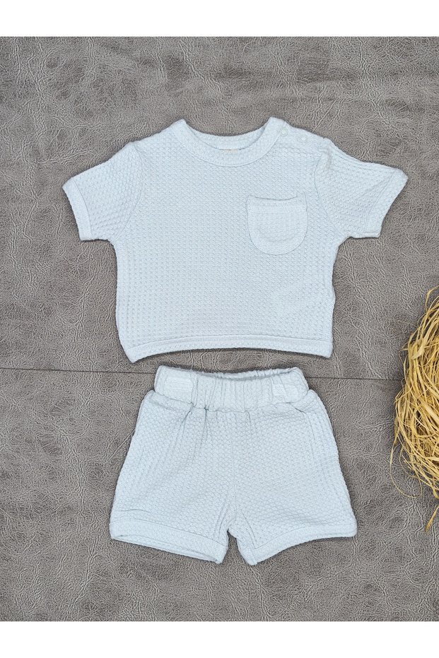 Joyola 2-Piece Baby Set with Waffle Fabric Pockets, 100% Cotton