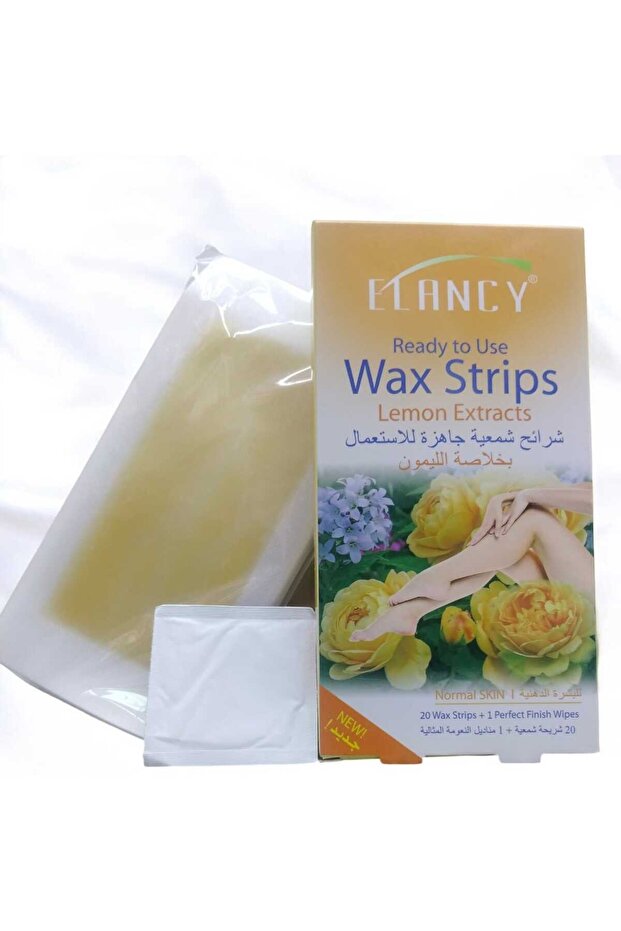 Lemon Extract Wax Strips 20 Strips + Wipe – Hair Removal for Legs, Underarms & Bikini on All Skin