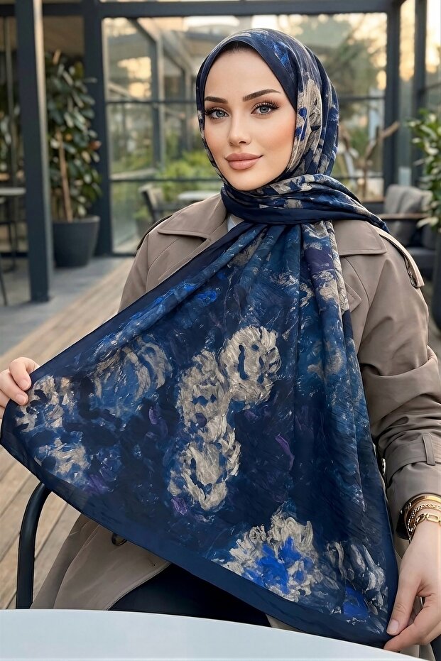 Navy Blue İpekhan Seren Shawl