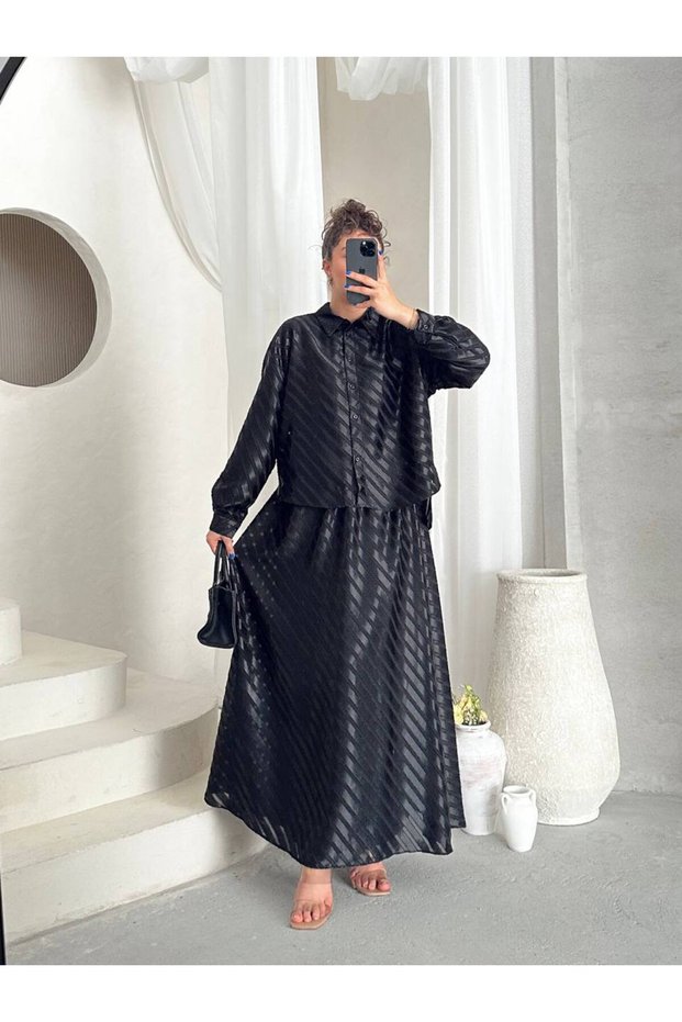 Chiffon Fabric Lined 2-Piece Skirted Hijab Set