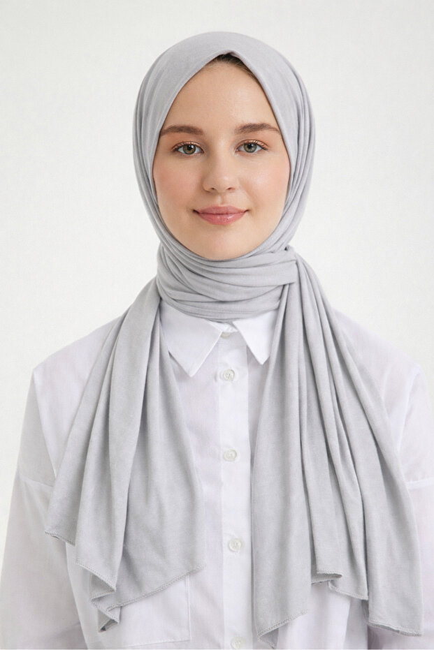 Combed Cotton Shawl Light Gray