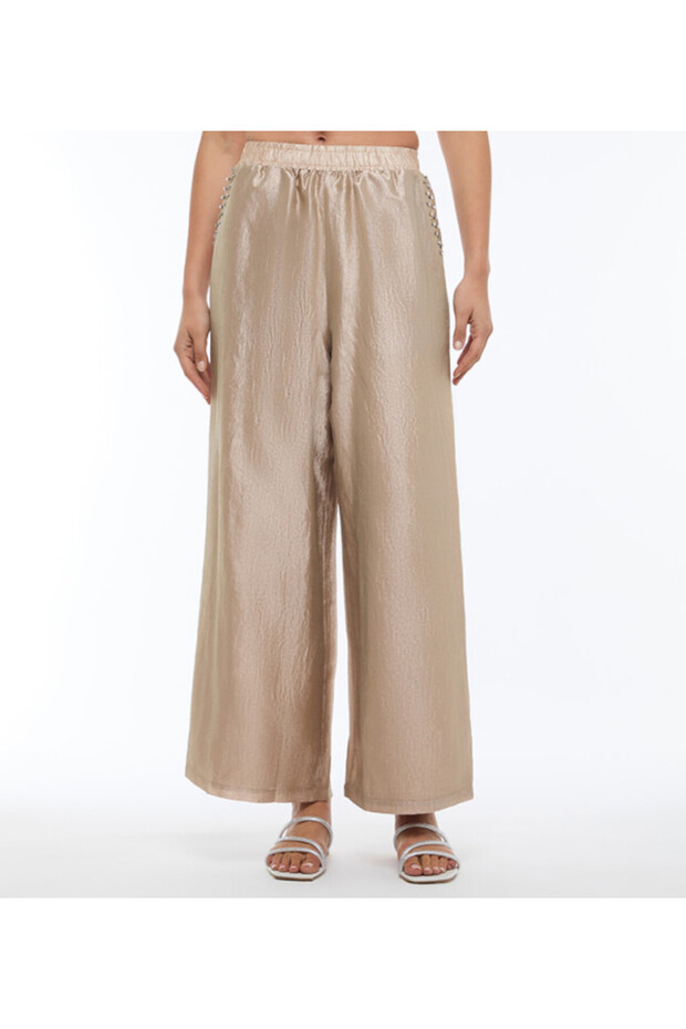 White Solid Women Pants - 1