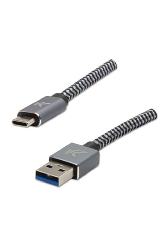 Cablu USB USB-A - USB-C 2 m Gri - 1