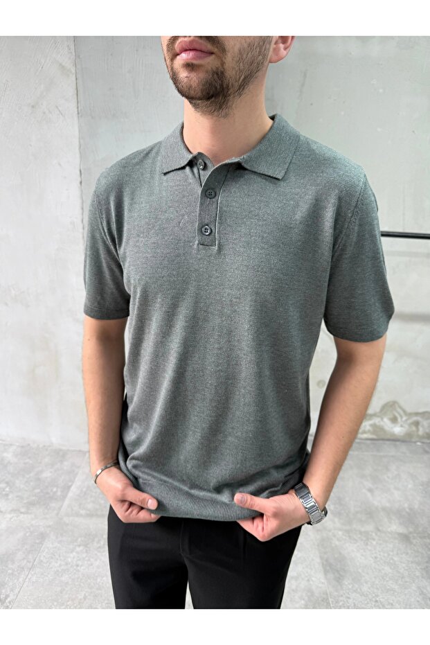 Men's Relax Fit Buttoned Polo Collar T-Shirt