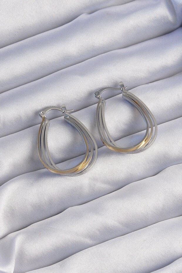 Mey imports ® Brass gold silver color oval multi-look earrings