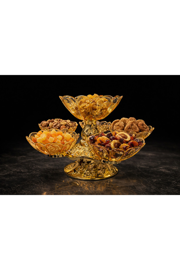 Plastic Rotating 6-Compartment Double Layer Multi-Functional Divided Serving Tray - 5