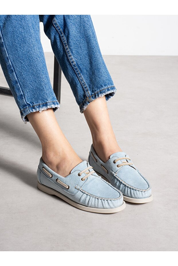 Elmar Baby Blue Lace-Up Women's Loafer