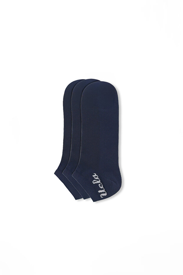 Adelita 3-Piece Navy Blue Short Jacquard Cotton Standard Fit Unisex Socks