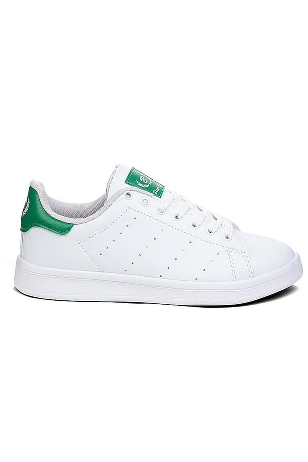 Bls White Green Lace-Up Skin Women's Sneakers