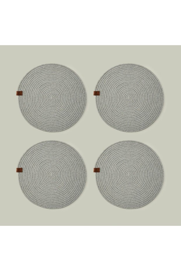 100% Cotton Lino American Service Set of 4 Gray (36 cm)