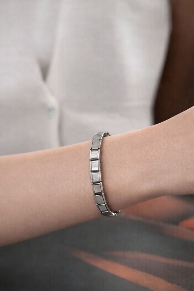 Stainless Steel Silver Color Steel Chain Bracelet Square Link Women's Minimalist Stylish Bracelet