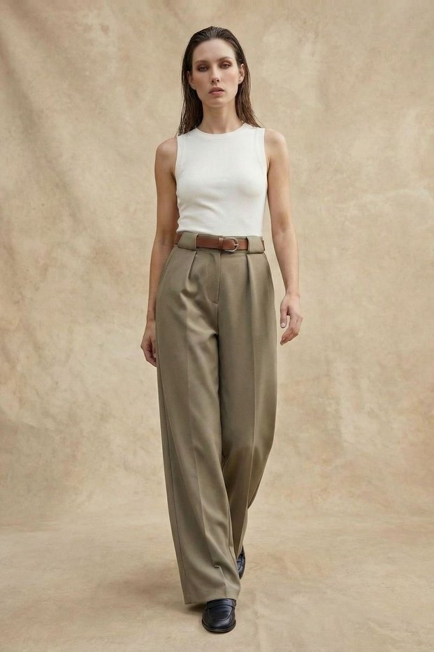 My Fashion High Waist Pleated Wide Leg Pants